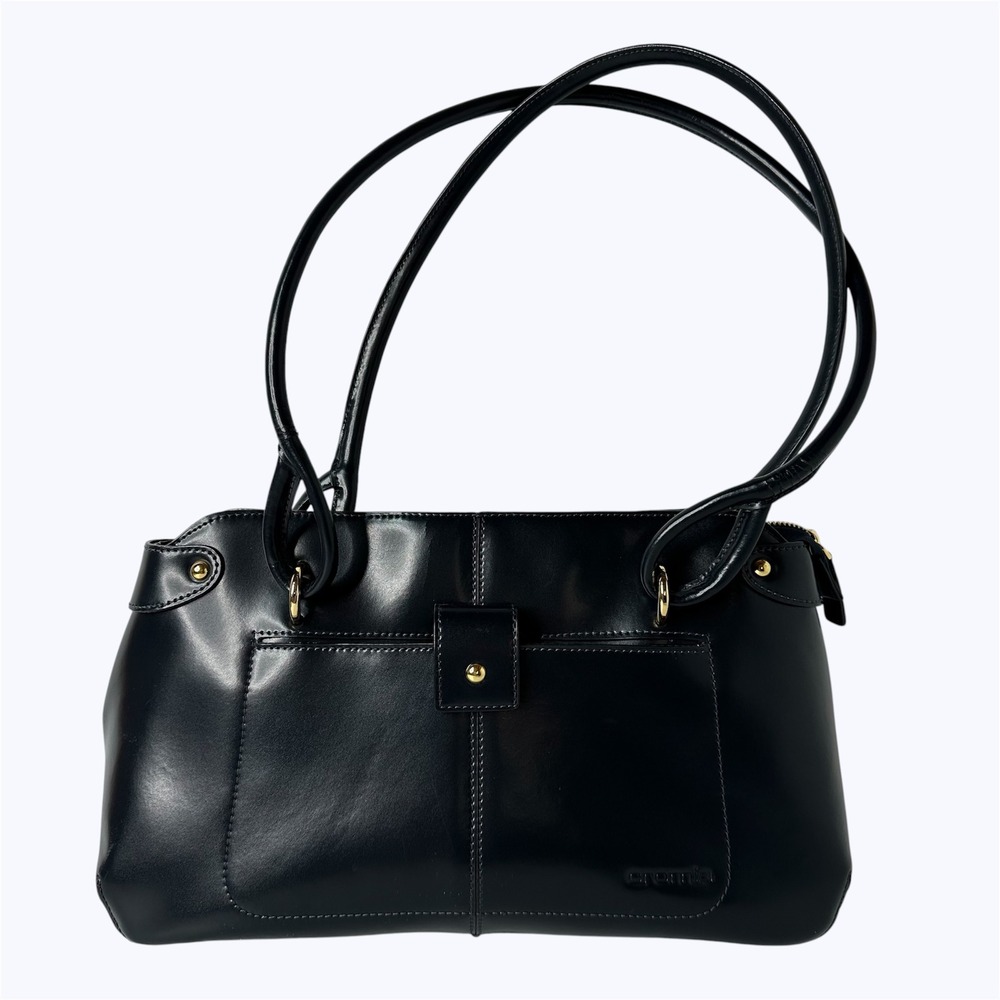 Cromia Navy Blue Leather Shoulder Bag‎ Made in Italy Gold Tone Hardware READ